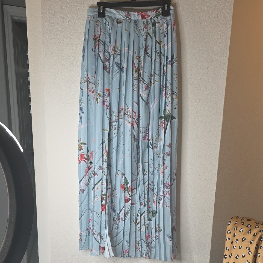 bebe Floral Maxi Skirt - Light Blue and Pink